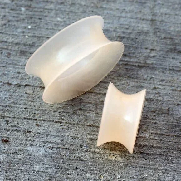 Silicone Tunnel Plugs Flesh Tone Double Flared Body Jewelry Pair 3mm-25mm